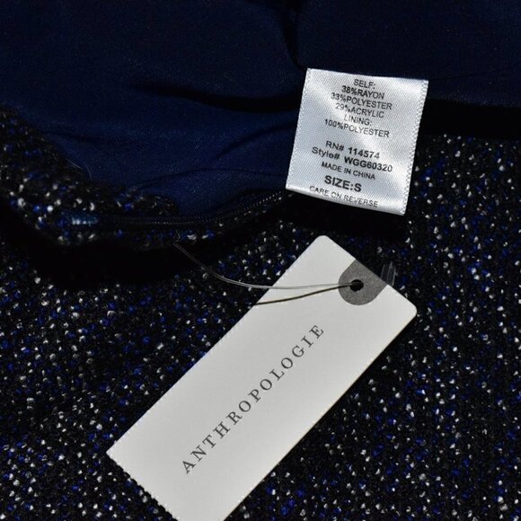 Anthropologie RO & De Audrey Tweed Trumpet Skirt High Low Navy Size S - Picture 9 of 11